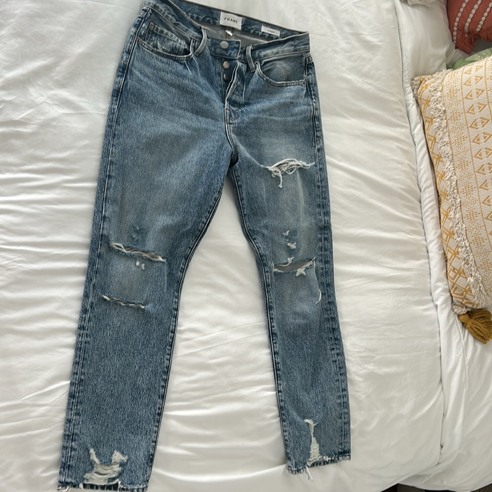 Frame Jeans High-Waisted Distressed 28